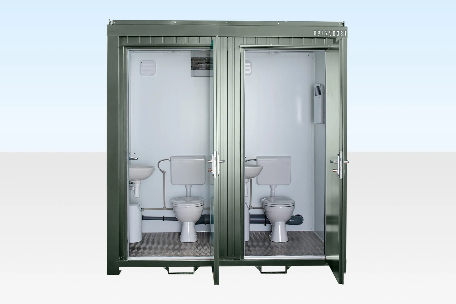 Sanitaire double 1+1 raccordement secteur 8 pieds x 5 pieds (vert bouteille)