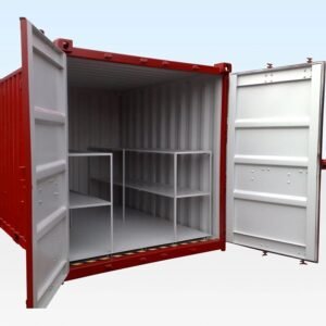 Container 10 pieds pour matières dangereuses – fond plat en acier, ventilé et verrouillable